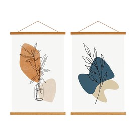 Sanauto B4 Poster Strip, Poster Rail, Poster Strips 25 cm, Magnetic Wooden Poster Hanger, Frame Strips, Picture Frame (25 cm, Teak, 2 Packs)