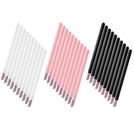 ONLYKXY 30pcs Pumice Stone Nail Cuticle Pushers 5.3in Plastic Handle Trimmer Cleaning Cuticle Remover Stick Nail File Art Manicure Pedicure Tool for Nails Home Salon Fingernail Care,Black,White,Pink