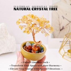 Runyangshi Natural Amethyst Tree of Life Tea Cup Base Crystal Artificial Tree with Handcrafted Tree Gemstones Home Decor Healing Gifts for Women Men