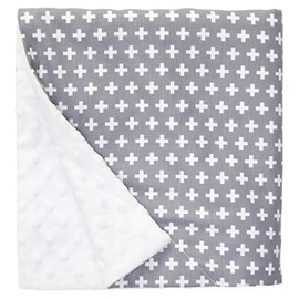 Baby Elephant Ears Large Pram/Crib Blanket Wrap - Grey Stars/Cross Design