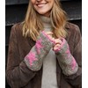 Pachamama Women Wool Hand Wrist Warmers Fleece Lined Handknitted Star