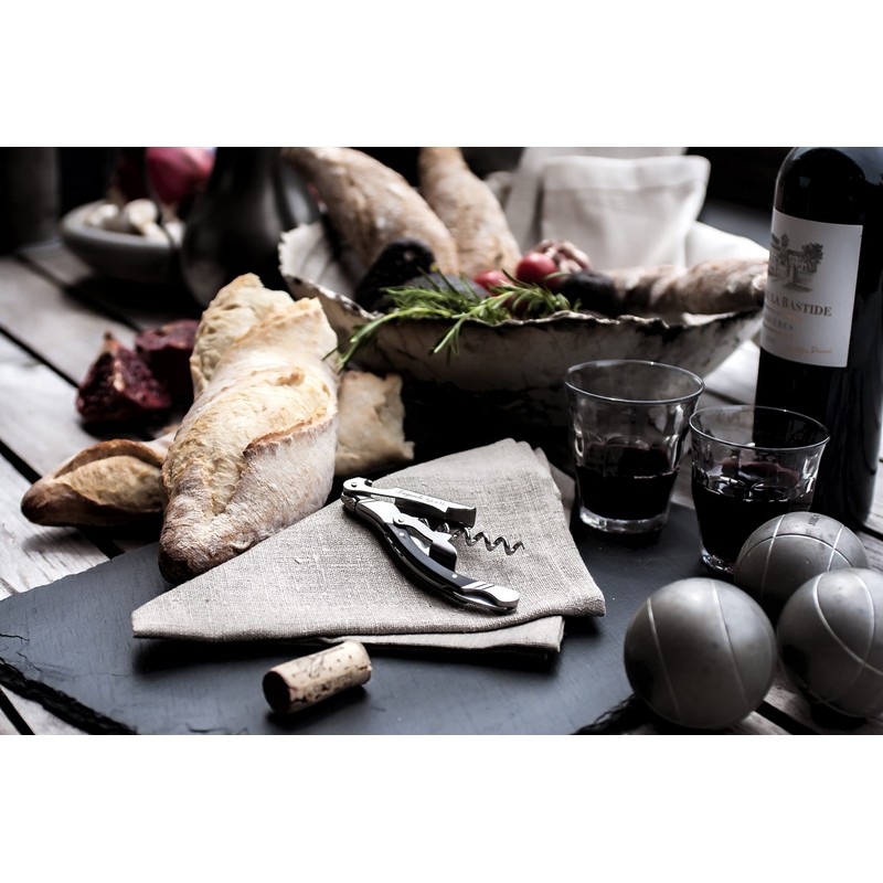 Laguiole Style de Vie Korkenzieher, Flaschenöffner mit Folienschneider, Ebenholz