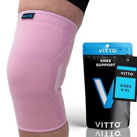 VITTO Knee Support for Women/Men, Knee Brace Compression Sleeve Support for Arthritis, Joint Pain, Ligament Injury, Meniscus Tear, ACL, MCL, Running, Squats, Sports (Pink, XXL)