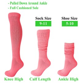 AWS/American Made 3 Pack Colorful Heavy Slouch Socks for Women with Full Cushioned Sole Shoe Size 5 to 10 (Black-White-Gray)