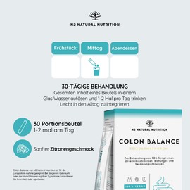 Colon Balance for Intestinal Flora Building with Aloe Vera + Inulin. Herbal Aid for Bloating Belly + Constipation. Clinically Confirmed. 30 Bags. Dietary Supplement. Vegan. N2 Natural Nutrition
