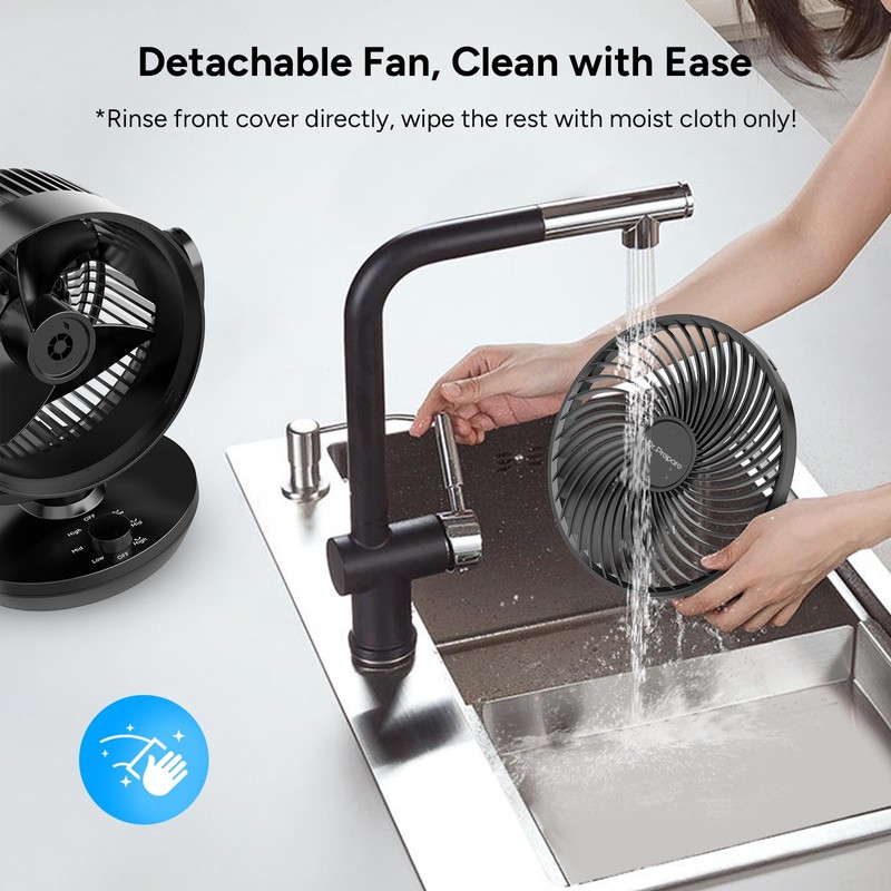 DR.PREPARE Oscillating Air Circulator Fan for Bedroom, 11.3” Height Powerful