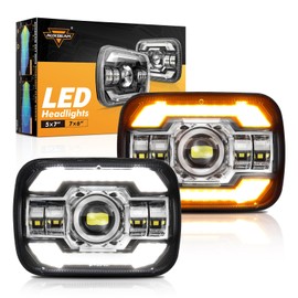 Auxbeam 5x7 7x6 LED Headlights with DRL & Turn Signal High/Low Beam DOT Approved H6054 Led Rectangular Headlight for Jeep Wrangler YJ Cherokee XJ H6054 H5054 H6054LL 69822 6052 6053