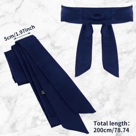 Lusofie Sash Belt for Dress, 2 x 79inch Blue Sash Dress Belt Wide Double Side Satin Belt for Women Wedding Bridesmaid Bridal Belt