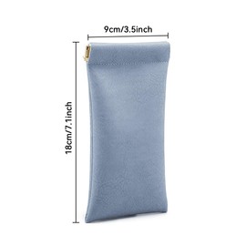 3 Piece Leather Sunglasses Cases PU Sunglasses Pouch, Portable Squeeze Top Eyeglasses Cases Soft Glasses Bag (Pink Blue Green)