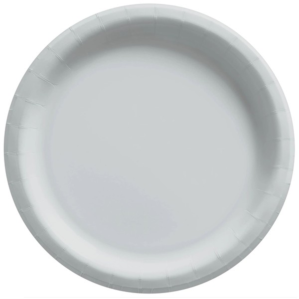 Amscan Table Needs, Paper Plates, Party Supplies, Silver, 7" 20Ct