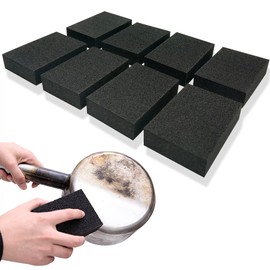 Krisler 8 esponjas negras de carborundo nano esmeril, cepillo de limpieza para ollas de piedra Caspian, borrador de óxido, almohadillas de limpieza de ollas con herramienta de limpieza de cocina de lavado de carborundo (grosor-1 pulgada)