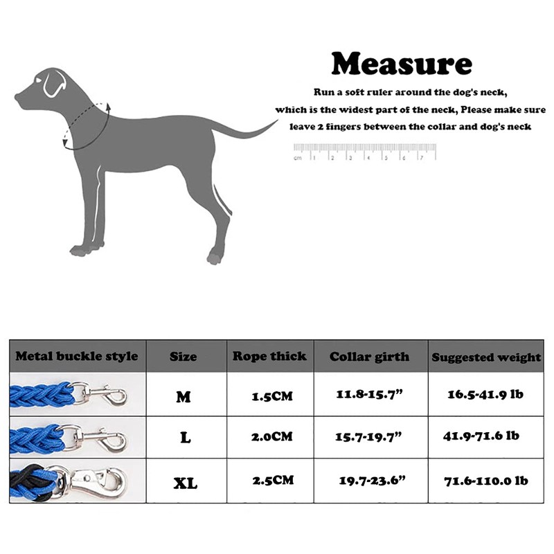Dog Collar and Leash Set, Heavy Duty Nylon Braided Rope