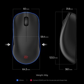 BenQ Zowie S2-DW 4K Wireless Mouse for Esports, ​Sports Science, 4K Enhanced Receiver, 65g, Symmetrical, Driverless, 3950 Sensor, 4K Polling Rate