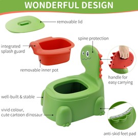 Potty Toilet Potties Training Chair Baby Kids Boys Girls Toddler Dinosaur Urinal Pot Comfortable Children 1-6 Year Old Childrens Infant Toilets Toddlers Animal Pottie with Lid Back Pottys Trainer