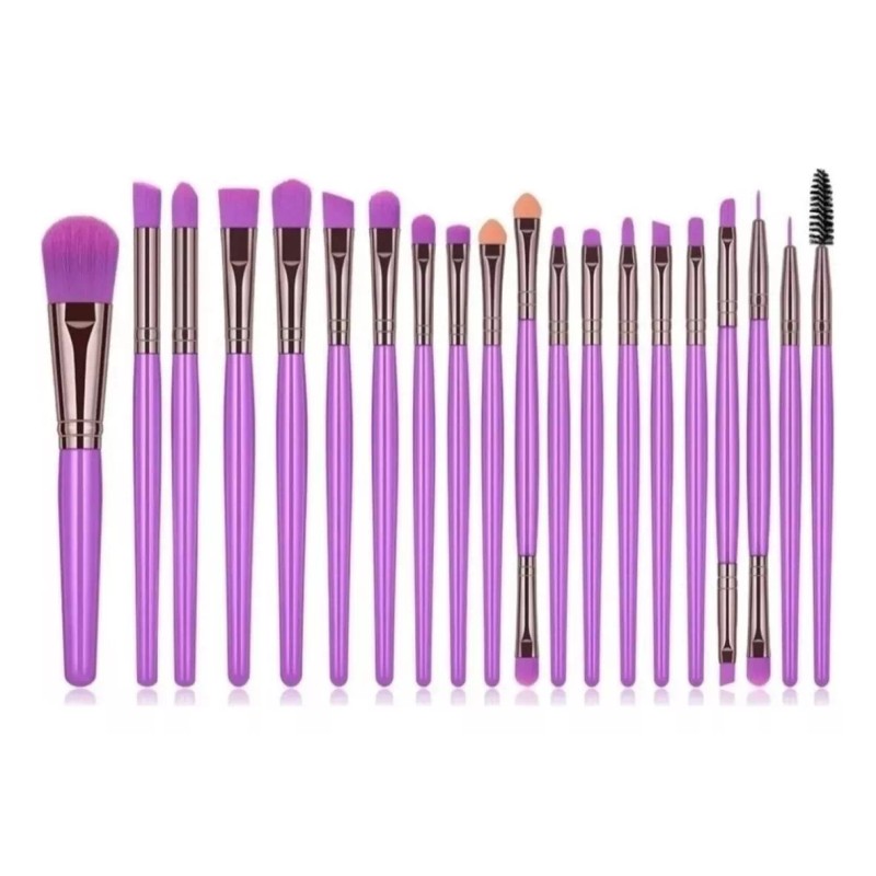 QDS Beauty Set 20 Brochas Maquillaje Planas De Precisión Neón