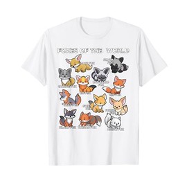 Foxes of the World Educational Animal Fox Lover Kawaii Fox T-Shirt