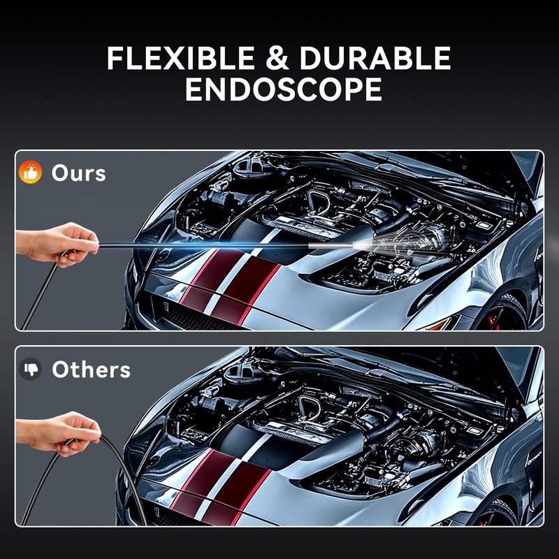 THINKCAR TES102 Endoscope Camera with Light, 0.21 Inch HD Borescope