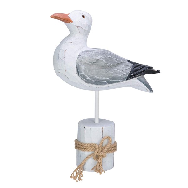 Beachcombers Seagull White Piling Figure Figurine with Rope Coastal Nautical