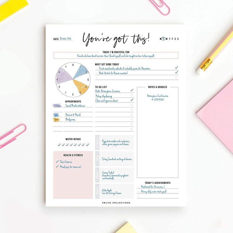 Boost Productivity with Undated Daily Planner - 50 Tear-Off Sheets