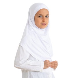Prien Easy To Wear Hijab For Girls, Muslim Scarf for Kids, Instant Hijabs For Women, Viscose Children Scarves For Ramadan Eid (White)