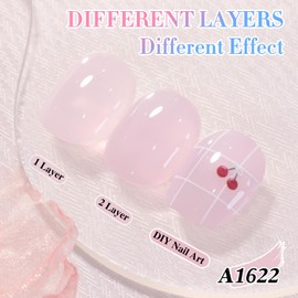 Double Rhythm 0.50 OZ Translucent Gel Polish Same Color Same Bottle Sheer Pastel Neutral Natural Milky 15 ML Jelly UV Nail Art DIY at Home (Purple-A1622)