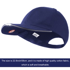 Syhood 2 Gorras de Béisbol LED Manos Libres Sombrero de 5 Faros LED Alimentado por Batería Gorra con Linterna LED para Pesca, Jogging, Camping, Trabajo Manual (Negro, Azul Marino)