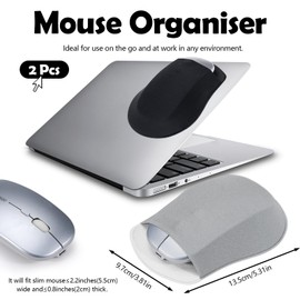 Realand 2Pcs Stick-On Laptop Mouse Holder for Laptop, Elastic Mouse Case for Wireless Mouse Wireless Mouse Holder for Laptop, Mouse Pouch Pocket Sleeve for Laptop