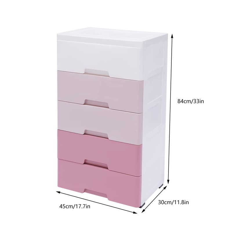 YIYIBYUS Plastic Drawers Dresser Storage Cabinet with 5 Drawers Gradient