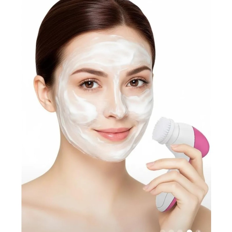 Cepillo Limpiador Facial 5 en 1 Eléctrico Rosa MS FASHION