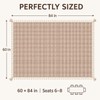 Coffee Gingham Tablecloth, Linen Farmhouse Tablecloth with Tassel, 60x84 In