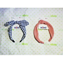 scünci Scunci Headband With Bow Blue & White Plaid & Red & White Check Headband Knotted