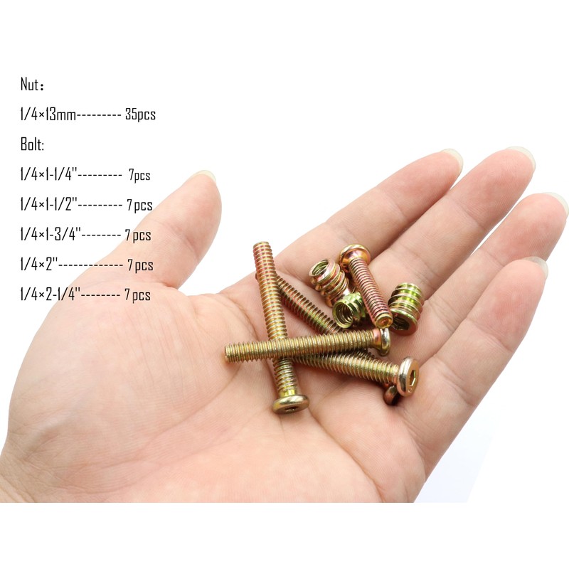 LBY 35 Sets Threaded Insert Nuts and Bolt Assortment Kit,