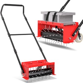 VASALAID Manual Push Spike Rolling Lawn Aerator, Pre-Attached Spike Grass Rolling Aerators Tool with Wheels for Lawns, Garden, and Yard Grass