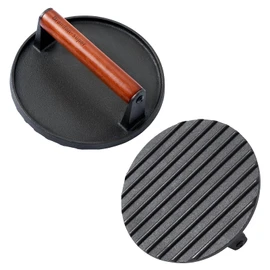 Brandon-super Heavy-Duty Cast Iron Smash Burger Press - Food Grade Press for Perfect Grill Marks, Stay-Cool Wood Handle, Griddle - Smash Burger, Hamburger, Burger Smasher for Griddle