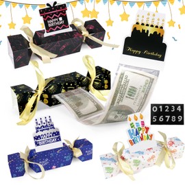 Vodolo 4PCS Birthday Money Box for Cash Gift Pull,Funny Surprise Box Money Gift Box for Kids Adults,Candy Birthday Money Holders Exploding Money Roll Pull Pouch,Creative Ways to Give Money Gifts