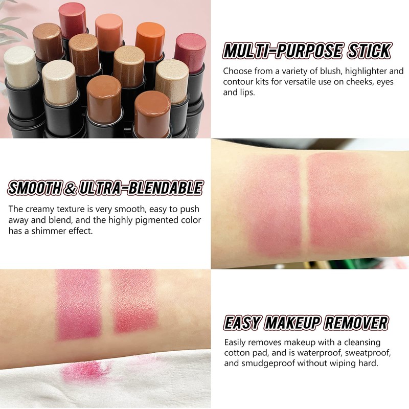 LSxia 2 Pcs Cream Blush Sticks - Natural & Matte,