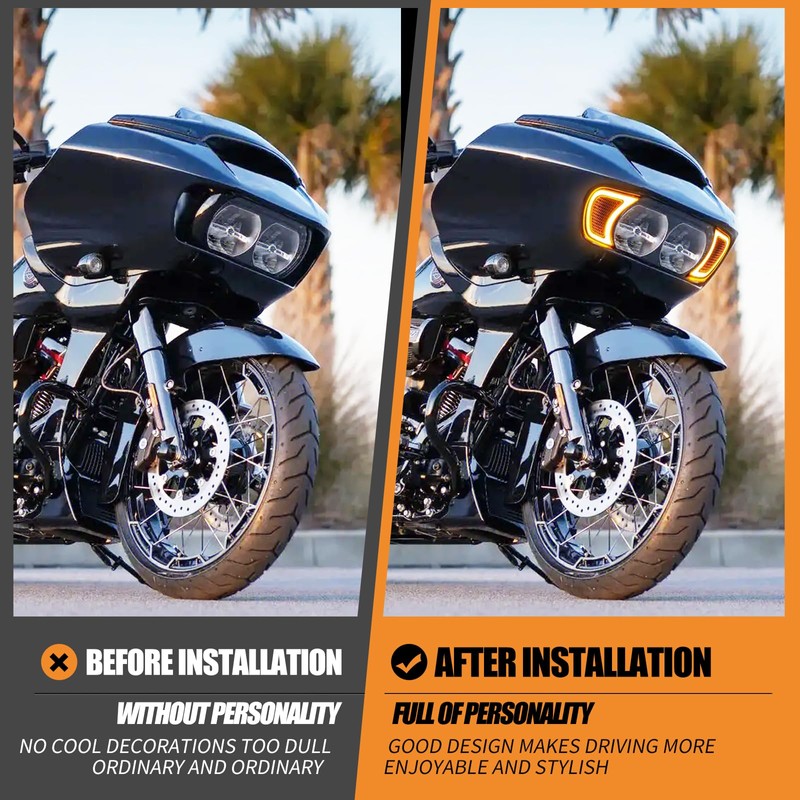 HCmotorku LED Headlight Vent Accents Turn Signal Light Running Light