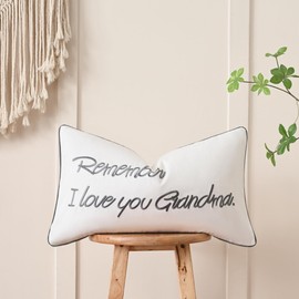 Sanmetex Grandma Gifts - Grandma Gifts for Mothers Day, Grandma Birthday Gifts with Quote Remember I Love You Grandma Lumbar Pillow Cover 12 X 20 Inches for Bed, Bedroom.