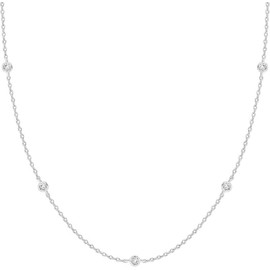 Dainty Layering Clavicular Chain Zircon Necklace Necklaces for Women (Silver, One size)
