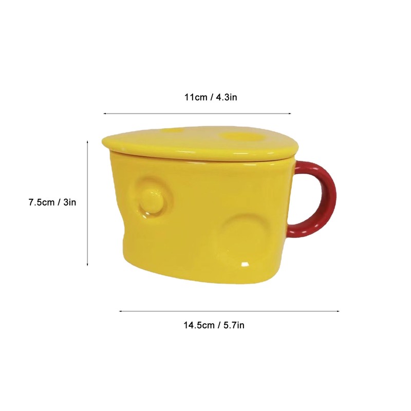 Ceramic Mug Cute Cheese Shape Fashionable Multifunctional Tea Cup with