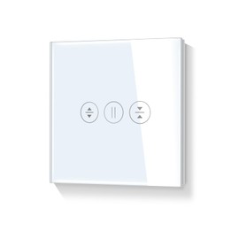 LIAONFOY WiFi Touch Roller Shutter Switch WiFi Blind Switch Sensor Glass Touch Screen White Works with Alexa Tuya Google Home 90-250V 2.4GHz Neutral Line Required