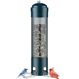 LCSEVEN Comederos para pájaros al aire libre a prueba de ardillas con perchas activadas por peso, comedero para pájaros colgante para exteriores, comedero de metal para cardenales silvestres, pinzones