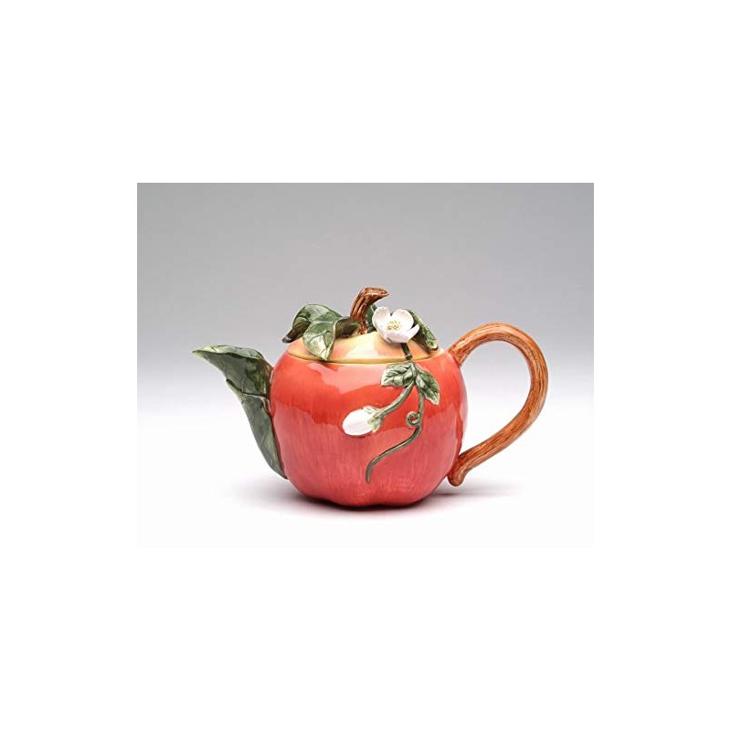 Fine Ceramic Red Apple Teapot, 7-1/4" L
