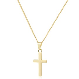 ALEXCRAFT Cross Chain Gold Silver Necklace for Women Men Girls Chain with Cross Gift for Women Girlfriend Mum Girls, Gold, No Gemstone
