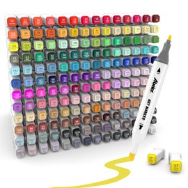 ABEIER 168 Colors Alcohol Based Dual Tip Markers Set, Permanent Sketch Markers for Kids, Adults Coloring and Artist Illustration