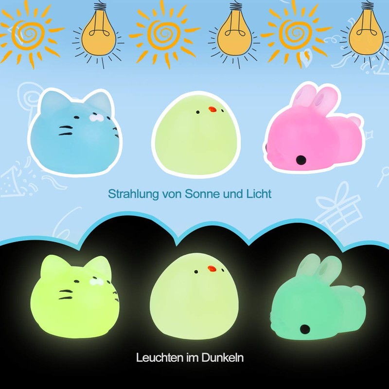 LHKJ 20 Pcs Cute Animal Glowing Mini Squeeze Mesh Ball