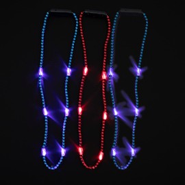 Fun Express Light-Up Patriotic Metallic Beaded Necklaces - 6 Pieces