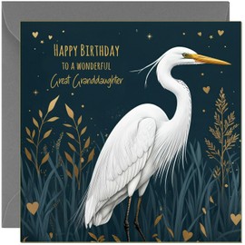 Great Granddaughter Birthday Card Golden Heron - Elegant Traditional Birthday Cards for Great Granddaughter