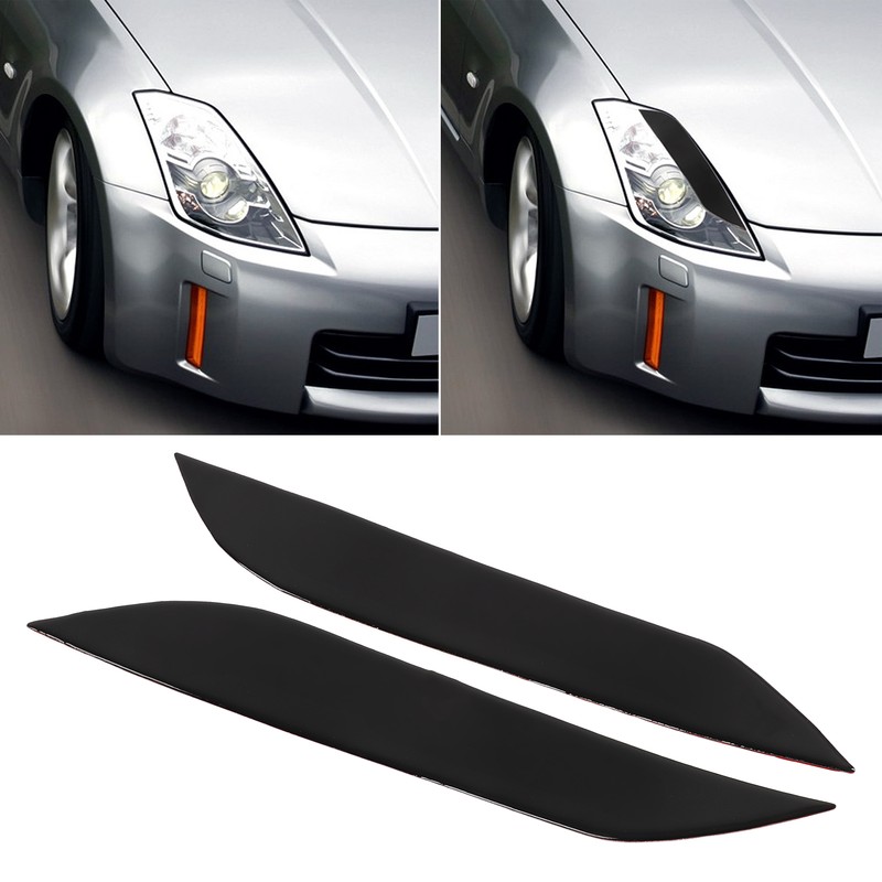 2pcs Headlight Eyebrow Eyelids Trim Decoration Car Light Eyebrow Replacement