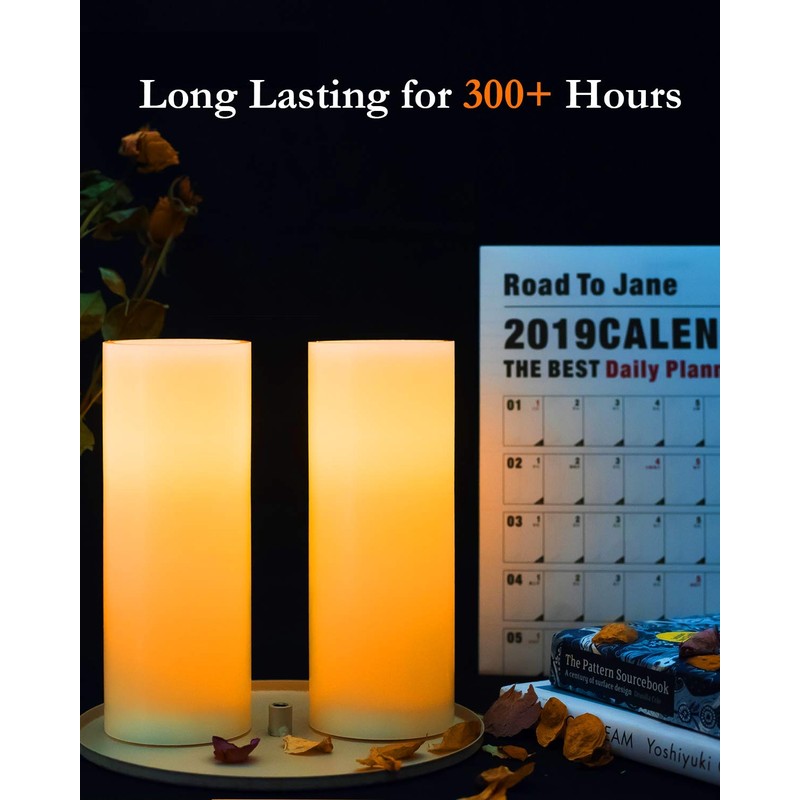 Homemory 9" x 3" Flameless Candles Battery Operated, Flickering LED